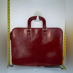 Guidi Made in Italy Red Genuine Leather Briefcase bag Rare